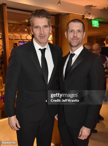 David Benioff and D. B. Weiss attend HBO's Official 2018 Golden Globe Awards After Party on January 7, 2018 in Los Angeles, California.