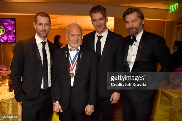 Weiss, Buzz Aldrin, David Benioff and Nikolaj Coster-Waldau attend HBO's Official 2018 Golden Globe Awards After Party on January 7, 2018 in Los...