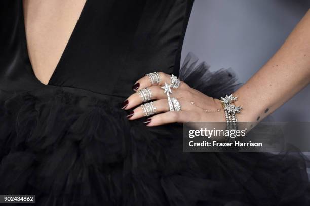 Actor Rumer Willis, jewelry detail, attends 19th Annual Post-Golden Globes Party hosted by Warner Bros. Pictures and InStyle at The Beverly Hilton...