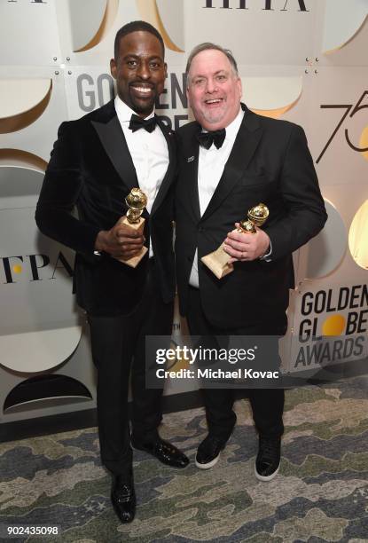 Actor Sterling K. Brown and writer/producer Bruce Miller celebrate The 75th Annual Golden Globe Awards with Moet & Chandon at The Beverly Hilton...