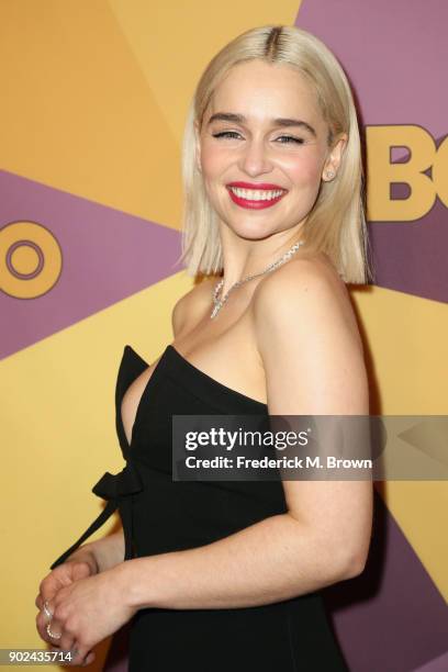 Actor Emilia Clarke attends HBO's Official Golden Globe Awards After Party at Circa 55 Restaurant on January 7, 2018 in Los Angeles, California.