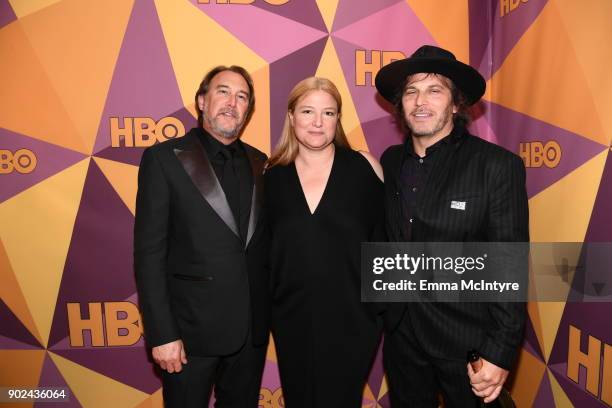 Nathan Ross, Bruna Papandrea and Gregg Fienberg of 'Big Little Lies' attend HBO's Official Golden Globe Awards After Party at Circa 55 Restaurant on...