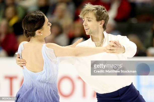 Kaitlin Hawayek and Jean-Luc Baker compete in the Free Dance during the 2018 Prudential U.S. Figure Skating Championships at the SAP Center on...