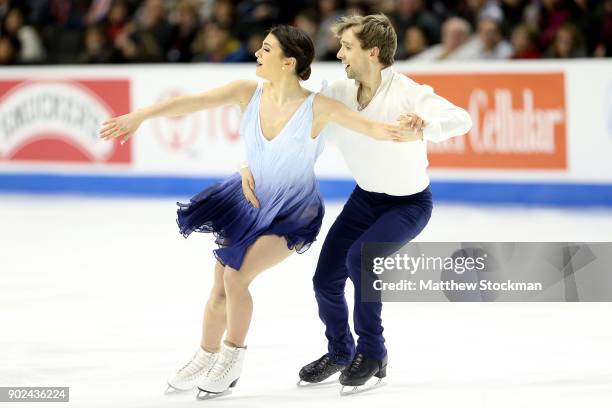 Kaitlin Hawayek and Jean-Luc Baker compete in the Free Dance during the 2018 Prudential U.S. Figure Skating Championships at the SAP Center on...