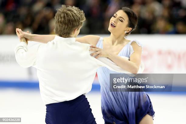 Kaitlin Hawayek and Jean-Luc Baker compete in the Free Dance during the 2018 Prudential U.S. Figure Skating Championships at the SAP Center on...