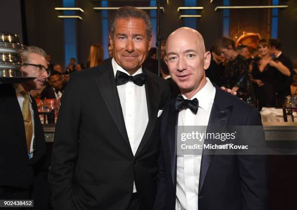 Chief Executive Officer of HBO Richard Plepler and Chief Executive Officer of Amazon Jeff Bezos celebrate The 75th Annual Golden Globe Awards with...