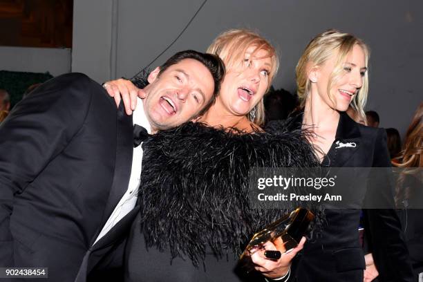 Hugh Jackman and Deborra-lee Furness attend FOX, FX and Hulu 2018 Golden Globe Awards After Party at The Beverly Hilton Hotel on January 7, 2018 in...