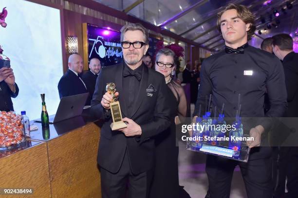 Actor Gary Oldman attends FIJI Water at HFPAs Official Viewing and After-Party at the Wilshire Garden inside The Beverly Hilton on January 7, 2018...