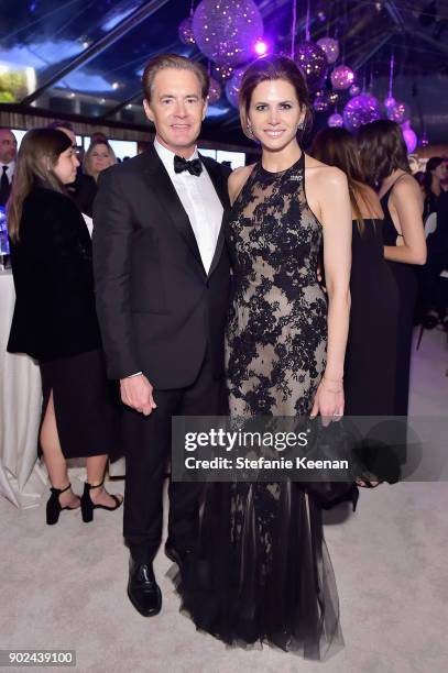 Actor Kyle MacLachlan and Desiree Gruber attend FIJI Water at HFPAs Official Viewing and After-Party at the Wilshire Garden inside The Beverly...