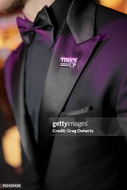 Singer/actor Nick Jonas wears a 'Time's Up' pin during the Official Viewing and After Party of The Golden Globe Awards bosted by The Hollywood...