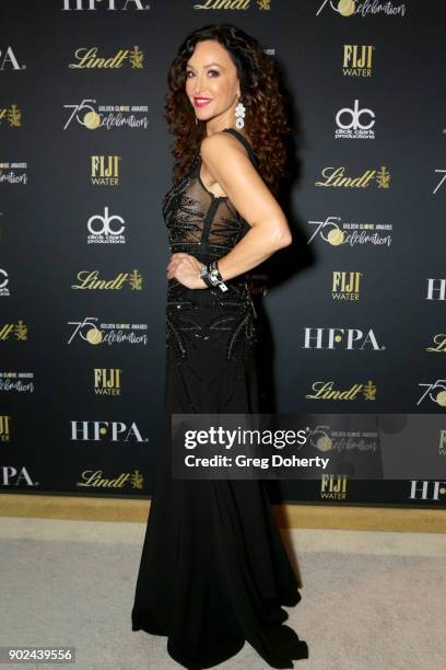 Actor Sofia Milos attends the Official Viewing and After Party of The Golden Globe Awards bosted by The Hollywood Foreign Press Association on...