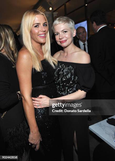 Actor Busy Philipps and Michelle Williams attend the 2018 InStyle and Warner Bros. 75th Annual Golden Globe Awards Post-Party at The Beverly Hilton...