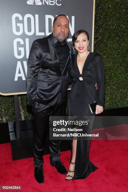 75th ANNUAL GOLDEN GLOBE AWARDS -- Pictured: Writer Kenya Barris and Dr. Rainbow Edwards-Barris arrive to the 75th Annual Golden Globe Awards held at...