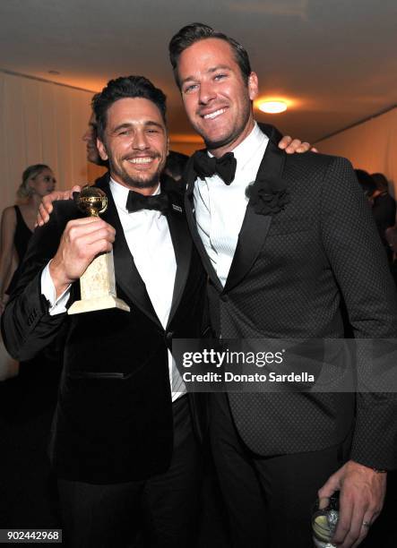 Actors James Franco and Armie Hammer attend the 2018 InStyle and Warner Bros. 75th Annual Golden Globe Awards Post-Party at The Beverly Hilton Hotel...