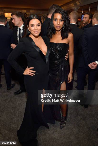 Actors Eva Longoria and Kerry Washington attend the 2018 InStyle and Warner Bros. 75th Annual Golden Globe Awards Post-Party at The Beverly Hilton...