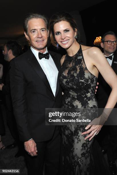 Actor Kyle MacLachlan and Desiree Gruber attend the 2018 InStyle and Warner Bros. 75th Annual Golden Globe Awards Post-Party at The Beverly Hilton...