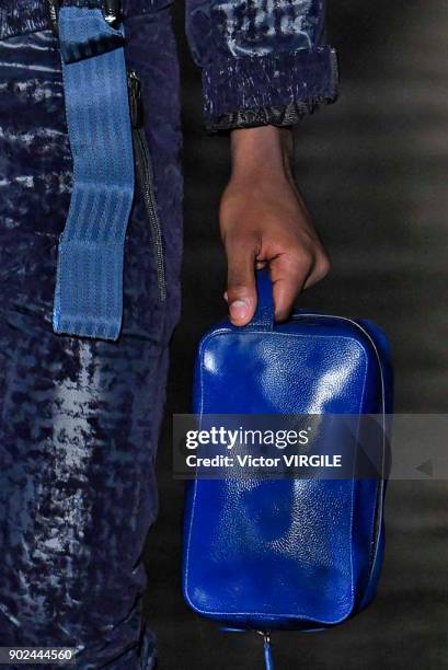 Model walks the runway at the Cottweiler show during London Fashion Week Men's Fall/Winter 2018/2019 in January 2018 at Natural History Museum on...