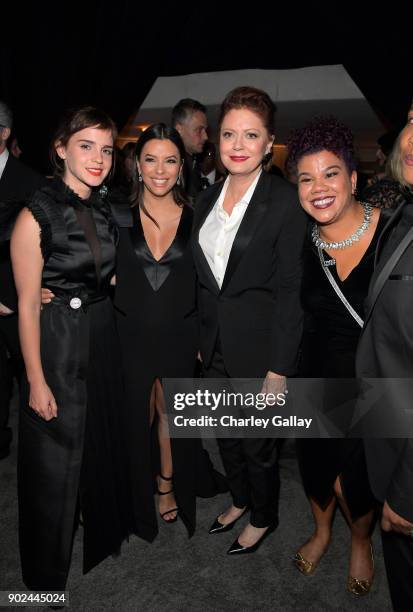 Emma Watson, Eva Longoria, Susan Sarandon and Rosa Clemente attend the 2018 InStyle and Warner Bros. 75th Annual Golden Globe Awards Post-Party at...