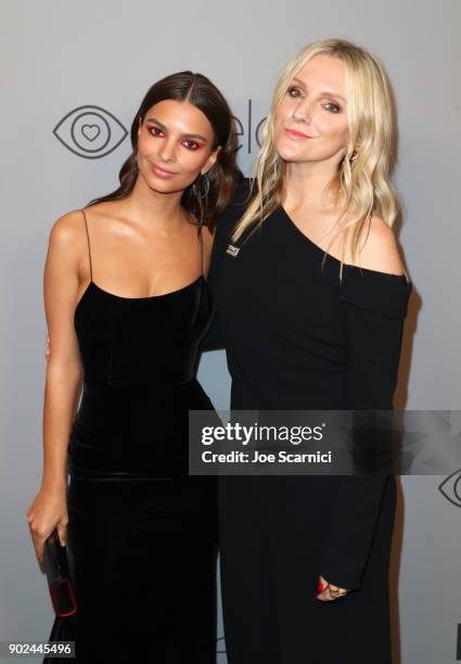 Model Emily Ratajkowski and Editor and Chief of InStyle Magazine Laura Brown attend the 2018 InStyle and Warner Bros. 75th Annual Golden Globe Awards...