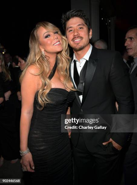 Singer Mariah Carey and Bryan Tanaka attend the 2018 InStyle and Warner Bros. 75th Annual Golden Globe Awards Post-Party at The Beverly Hilton Hotel...