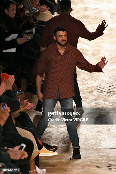 Designer Khalid bin Sultan Al Qasimi walks the runway at the Qasimi show during London Fashion Week Men's January 2018 at 100 Sydney Street on...