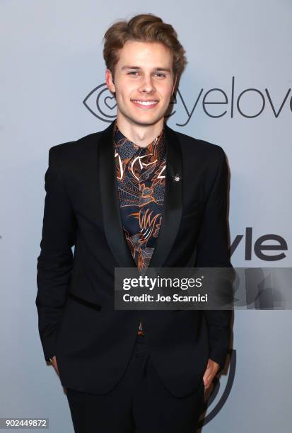 Actor Logan Shroyer attends the 2018 InStyle and Warner Bros. 75th Annual Golden Globe Awards Post-Party at The Beverly Hilton Hotel on January 7,...