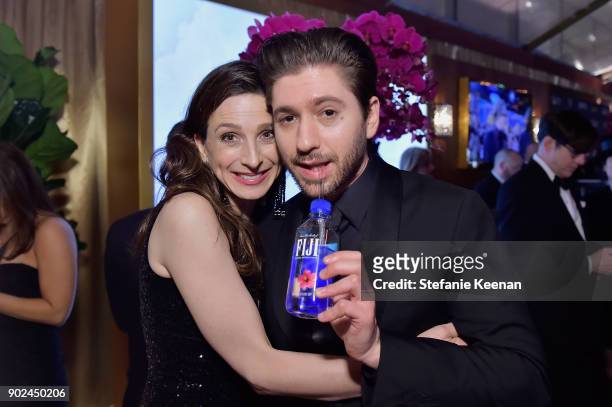 Actors Marin Hinkle and Michael Zegen attend FIJI Water at HFPAs Official Viewing and After-Party at the Wilshire Garden inside The Beverly Hilton...