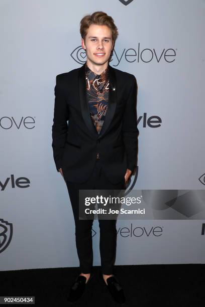 Actor Logan Shroyer attends the 2018 InStyle and Warner Bros. 75th Annual Golden Globe Awards Post-Party at The Beverly Hilton Hotel on January 7,...