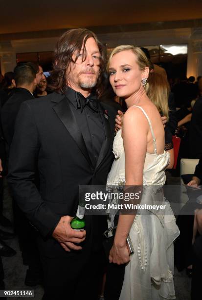 Actors Norman Reedus and Diane Kruger attend the 2018 InStyle and Warner Bros. 75th Annual Golden Globe Awards Post-Party at The Beverly Hilton Hotel...