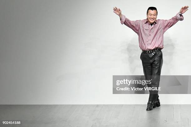 Fashion designer Arashi Yanagawa walks the runway at the John Lawrence Sullivan Fall/Winter 2018/2019 show during London Fashion Week Men's January...