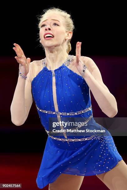 Bradie Tennell skates in the Smucker's Skating Spectacular during the 2018 Prudential U.S. Figure Skating Championships at the SAP Center on January...