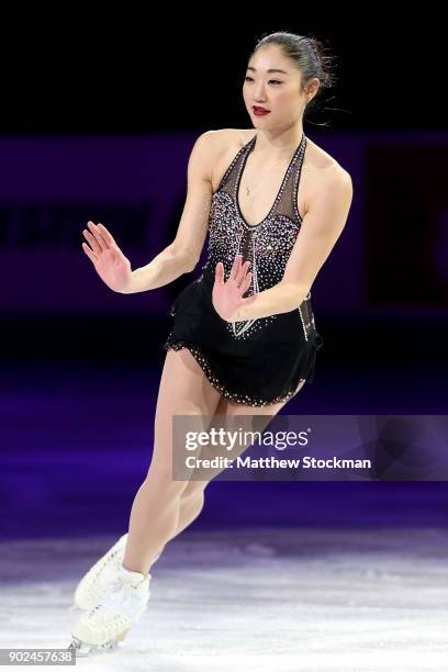 Marai Nagasu skates in the Smucker's Skating Spectacular during the 2018 Prudential U.S. Figure Skating Championships at the SAP Center on January 7,...