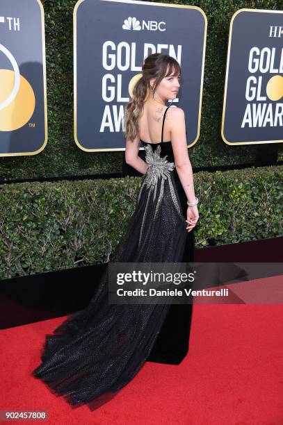 Actor Dakota Johnson attends The 75th Annual Golden Globe Awards at The Beverly Hilton Hotel on January 7, 2018 in Beverly Hills, California.