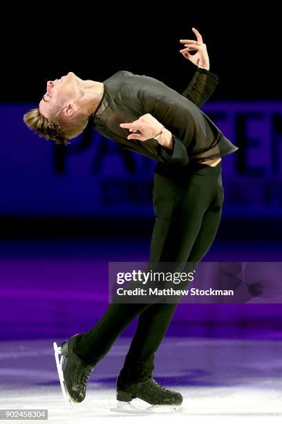 Adam Rippon skates in the Smucker's Skating Spectacular during the 2018 Prudential U.S. Figure Skating Championships at the SAP Center on January 7,...