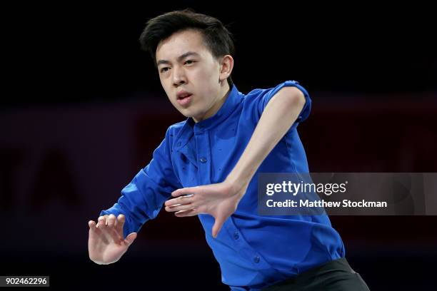 Vincent Zhou skates in the Smucker's Skating Spectacular during the 2018 Prudential U.S. Figure Skating Championships at the SAP Center on January 7,...