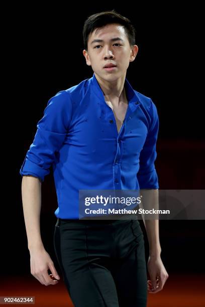 Vincent Zhou skates in the Smucker's Skating Spectacular during the 2018 Prudential U.S. Figure Skating Championships at the SAP Center on January 7,...