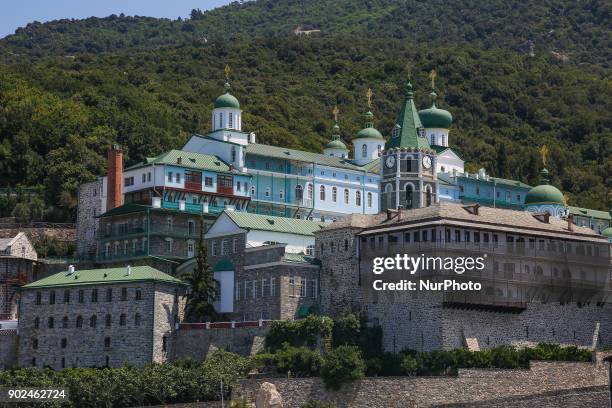 St. Panteleimon Monastery or as it widely known the &quot;Russian or Rossikon&quot; monastery in Mount Athos. Built in 11th century and hosting at...