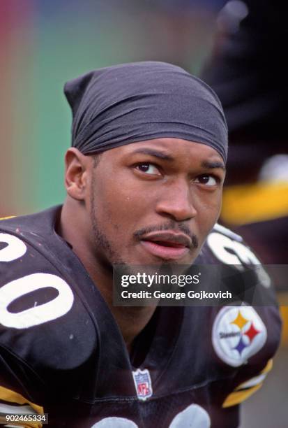 Cornerback Chad Scott of the Pittsburgh Steelers looks on from the sideline during a playoff game against the New England Patriots at Three Rivers...