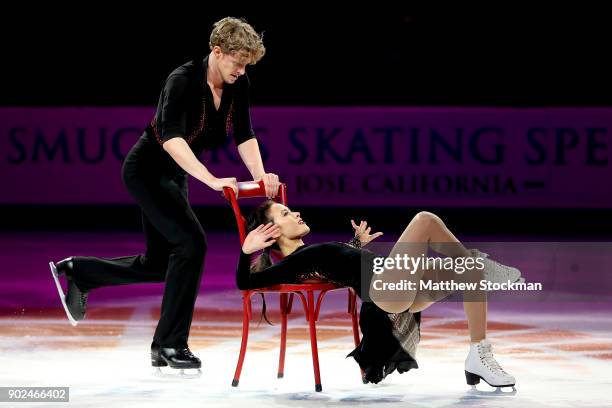 Madison Chock and Evan Bates skate in the Smucker's Skating Spectacular during the 2018 Prudential U.S. Figure Skating Championships at the SAP...