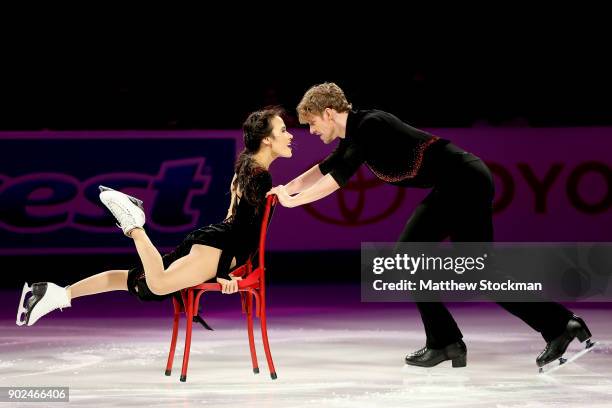 Madison Chock and Evan Bates skate in the Smucker's Skating Spectacular during the 2018 Prudential U.S. Figure Skating Championships at the SAP...