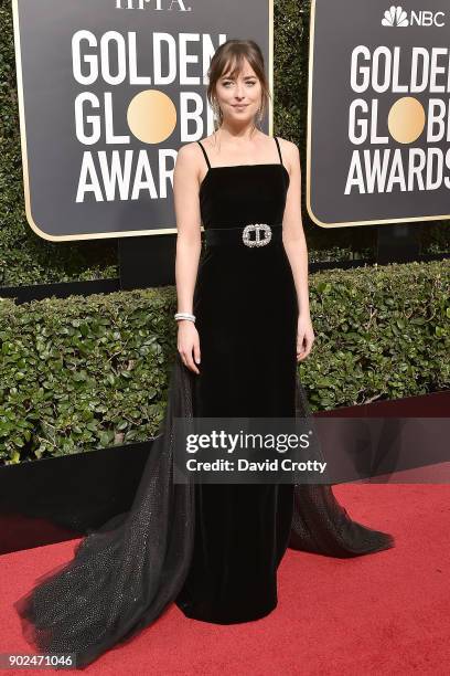 Dakota Johnson attends the 75th Annual Golden Globe Awards - Arrivals at The Beverly Hilton Hotel on January 7, 2018 in Beverly Hills, California.