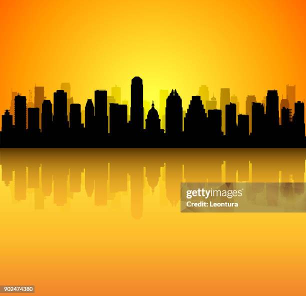 austin (all buildings are complete and moveable) - austin texas skyline vector stock illustrations