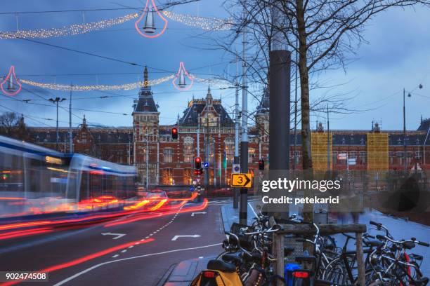 amsterdam central station - amsterdam christmas stock pictures, royalty-free photos & images