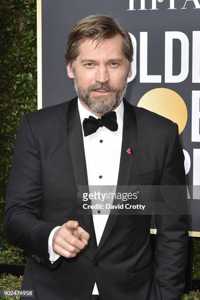 Nikolaj Coster-Waldau attends the 75th Annual Golden Globe Awards - Arrivals at The Beverly Hilton Hotel on January 7, 2018 in Beverly Hills,...