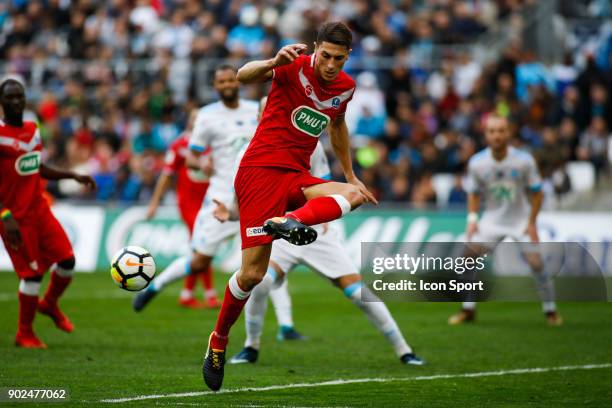 Mehdi Tahrat of Valenciennes during the french National Cup match between Marseille and Valenciennes on January 7, 2018 in Marseille, France.