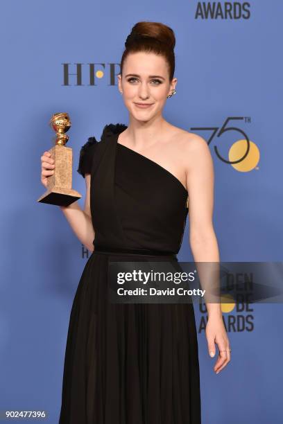 Rachel Brosnahan attends the 75th Annual Golden Globe Awards - Press Room at The Beverly Hilton Hotel on January 7, 2018 in Beverly Hills, California.