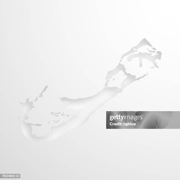 bermuda map with embossed paper effect on blank background - bermuda stock illustrations