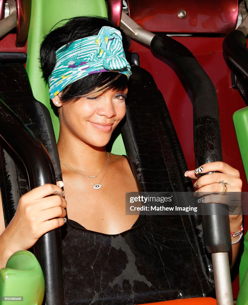 Rihanna Visits Six Flags Magic Mountain