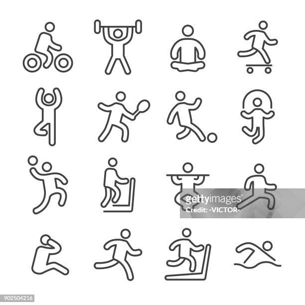 fitness and exercise icons - line series - pilates stock illustrations