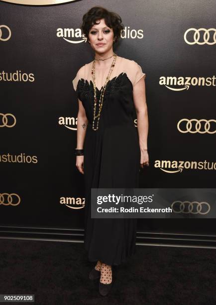 Alia Shawkat arrives at the Amazon Studios Golden Globes Celebration at The Beverly Hilton Hotel on January 7, 2018 in Beverly Hills, California.